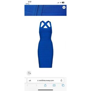 Hervé Léger Cross Back Mini Dress in Blue Size 6 MSRP: $890
